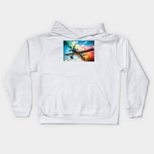 Plane in the sky color smoke Kids Hoodie